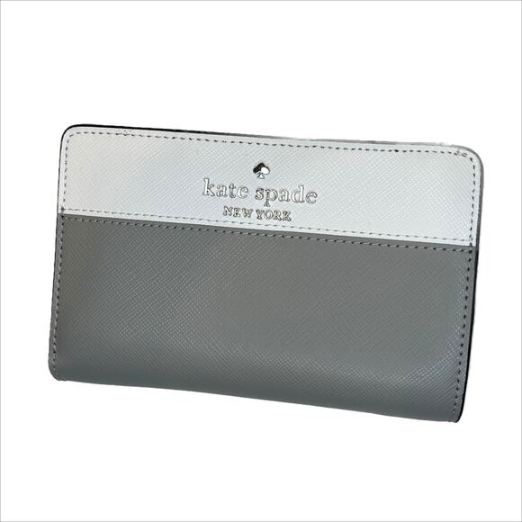 Kate Spade New York Staci Medium Compact Bi-Fold Wallet in Nimbus Grey - Picture 1 of 14